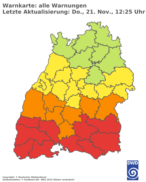 Aktuelle Wetterwarnungen für Rottweil