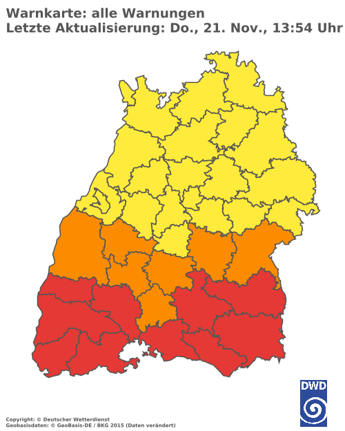 Aktuelle Wetterwarnungen für Rottweil