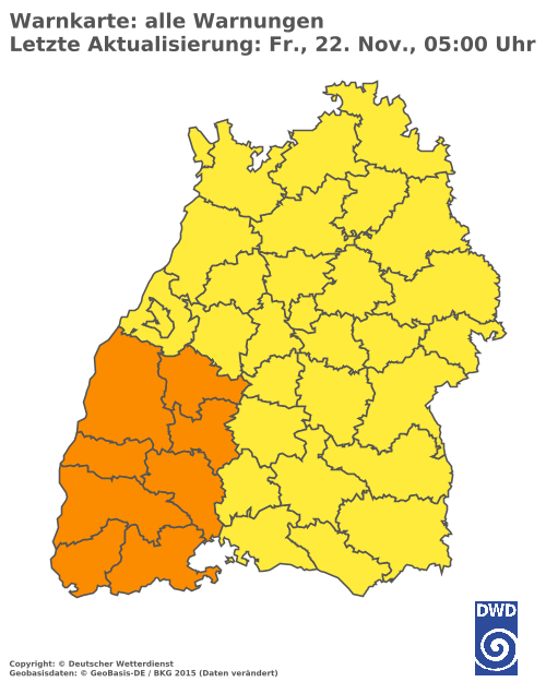 Aktuelle Wetterwarnungen für Rottweil