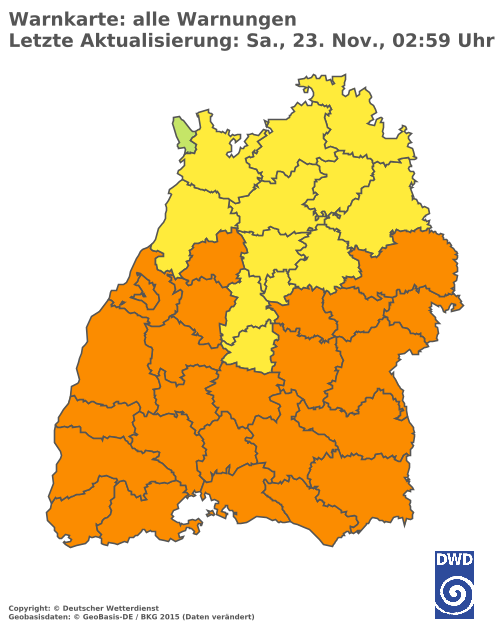 Aktuelle Wetterwarnungen für Rottweil