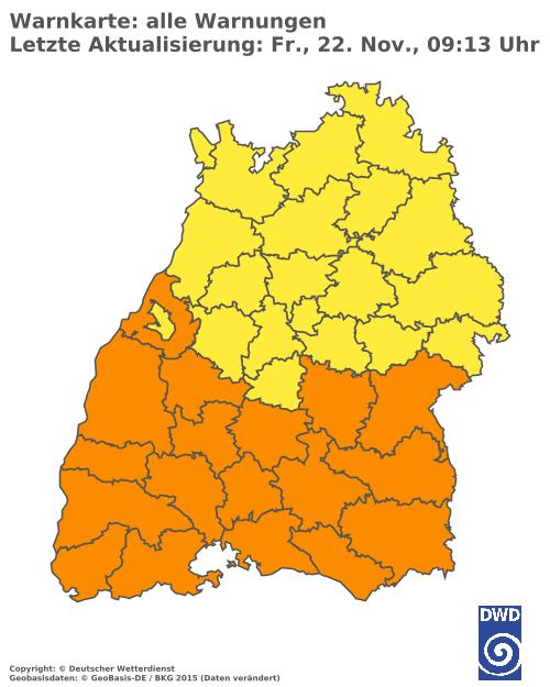 Aktuelle Wetterwarnungen für Rottweil