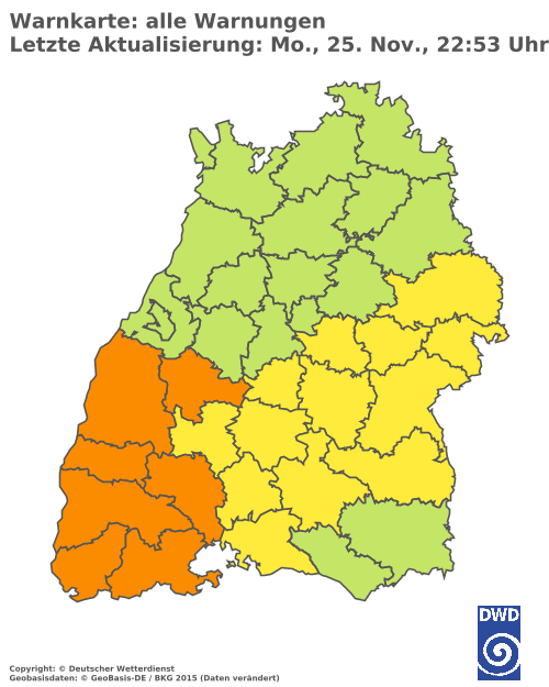 Aktuelle Wetterwarnungen für Rottweil