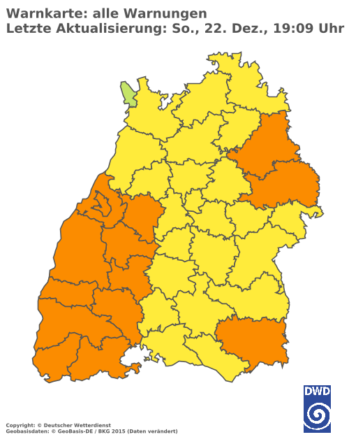 Aktuelle Wetterwarnungen für Rottweil