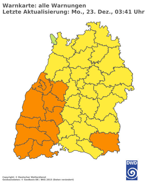 Aktuelle Wetterwarnungen für Rottweil