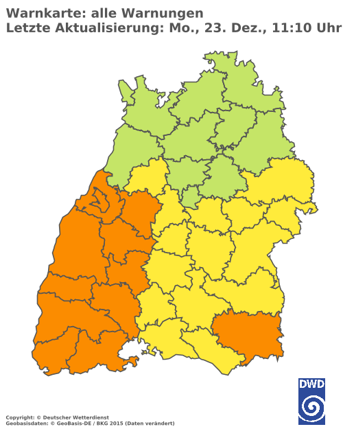 Aktuelle Wetterwarnungen für Rottweil