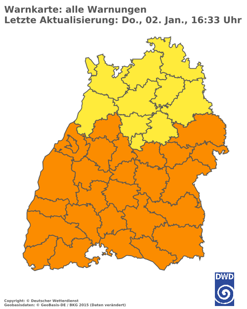 Aktuelle Wetterwarnungen für Rottweil