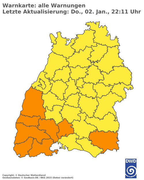 Aktuelle Wetterwarnungen für Rottweil