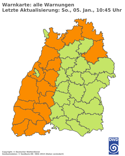 Aktuelle Wetterwarnungen für Rottweil