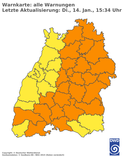 Aktuelle Wetterwarnungen für Rottweil