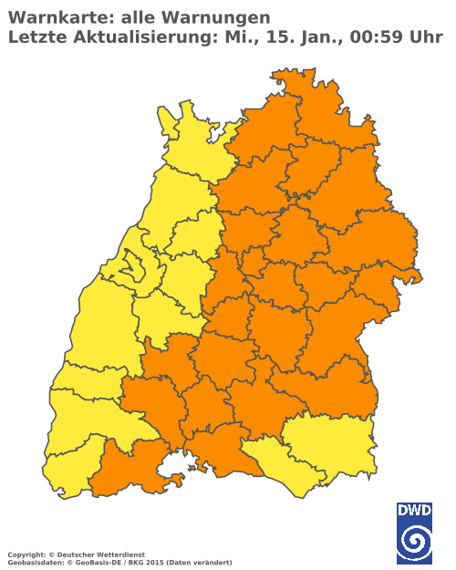 Aktuelle Wetterwarnungen für Rottweil