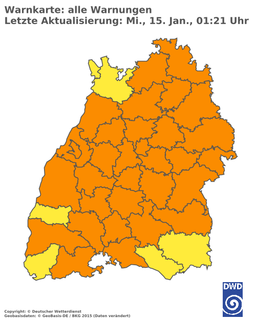 Aktuelle Wetterwarnungen für Rottweil