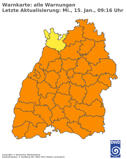 Aktuelle Wetterwarnungen für Rottweil