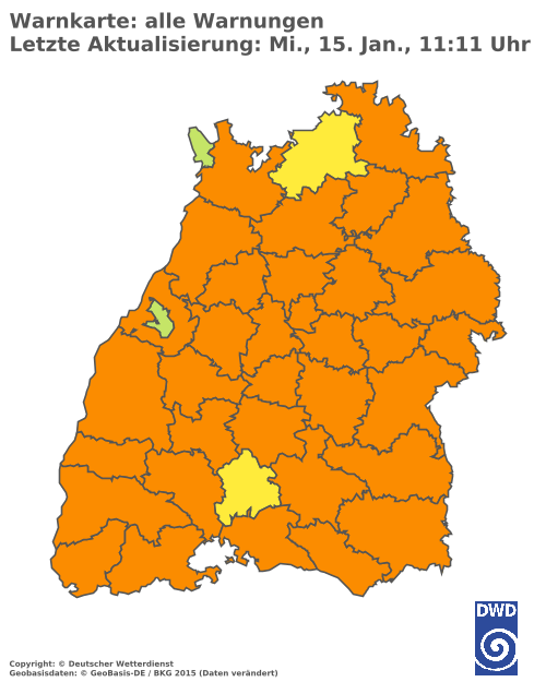 Aktuelle Wetterwarnungen für Rottweil